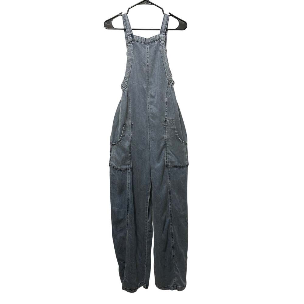 Fashion Nova Katarina Washed Denim Wide Leg Jumpsuit XS Cottage Boho Festival